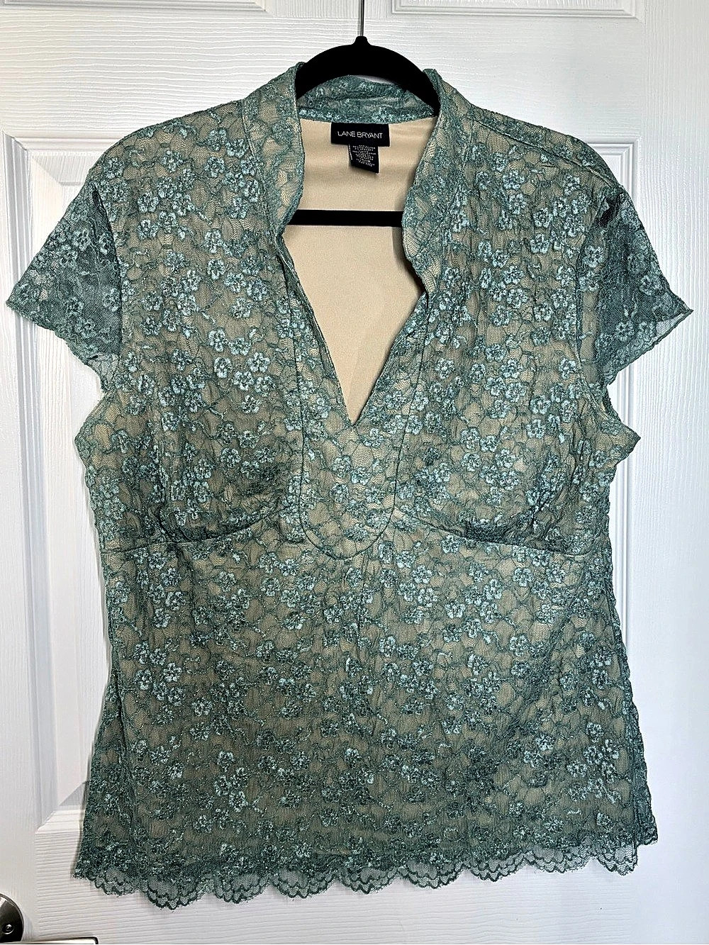 Lane Bryant Floral Lace Blouse in Teal Size 14/16